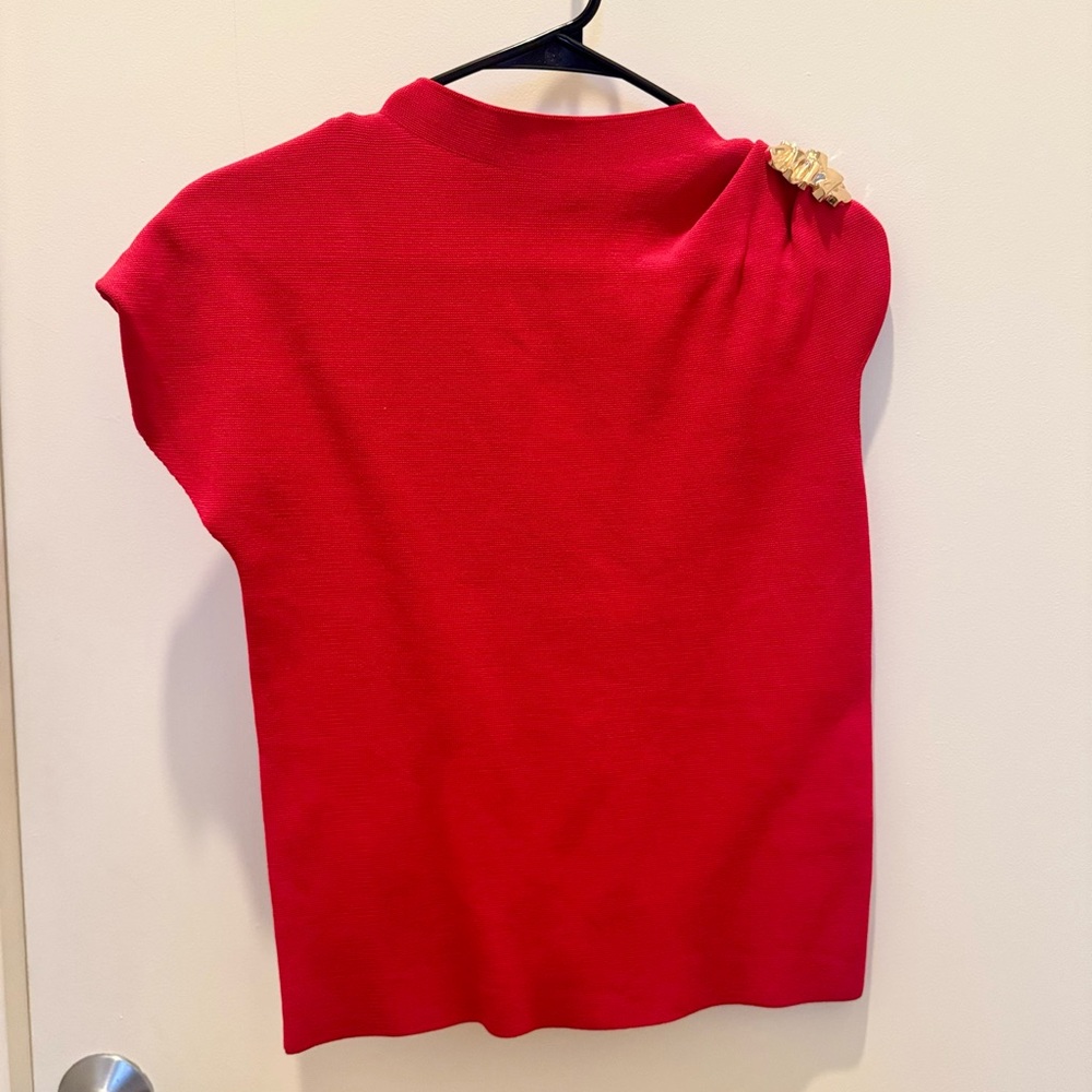 Zara Red Asymmetrical Blouse